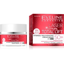 Eveline Cosmetics Laser Therapy Total Lift Anti-Aging Creme-Serum 50+ | Fortschrittliche Faltenreduktion & Hautstraffung mit Spilanthol, Kollagen und Vitamin C | 50 ml