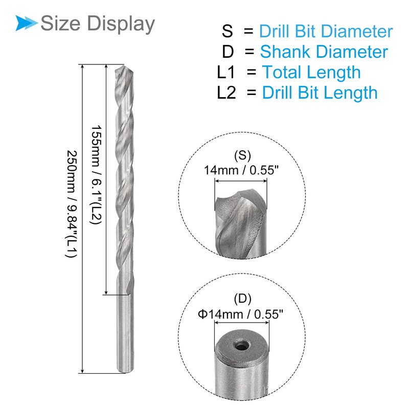 CoCud Extra Long Twist Drill Bit 14mm x 250mm High