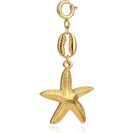 Seesterne Muscheln Bikinies Verzierungen,Schlüsselanhänger für Strandstile Dekoration Körperketten für Frauen, Sommer Strand Strass Körper Schmuc (Gold C)