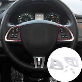 Carworld66 For Jaguar XF 2012-2015 Steering Wheel Button Trim Frame Stainless Steel 6PCS