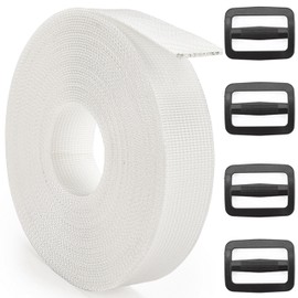 DEYACE 2 Inch Nylon Webbing Strap with Plastic Tri-Glide Slide Clips, 10 25 50 Yards Heavy Duty Nylon Strapping for Indoor or Outdoor Gear, DIY Crafting, Repairing
