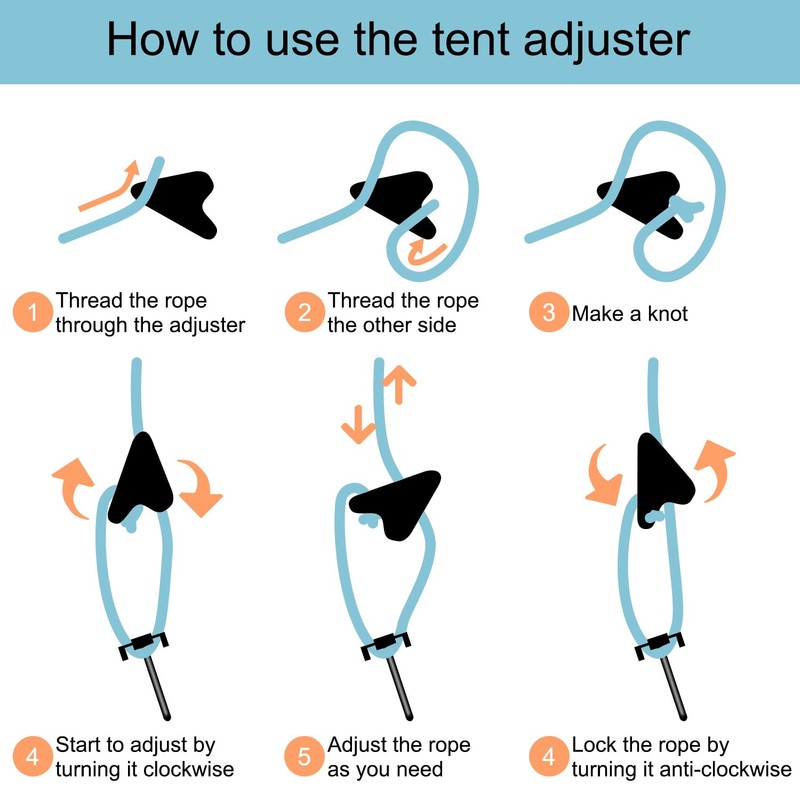 12Pack Rope Tensioner Ultralight Guyline Tensioners Adjuster Tent Rope, Rope