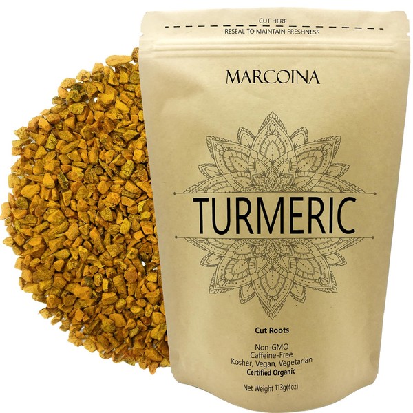 Organic Turmeric Root Herbal Loose Tea by Marcoina - Cut