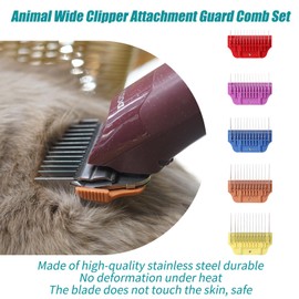 Dog Animal Stainless Steel Wide Clipper Attachment Guard Comb Set for A5 Series | Snap-On/Off Design Combs,Only Fir for 10W/15W/30W Wide Blade (Medium 5-Piece)