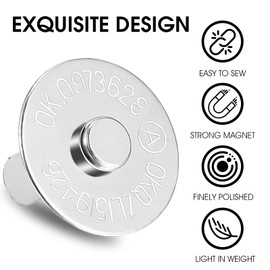 COMNICO 24 Sets Button Clasps Snaps 14mm Round Fastener Snap Clasps with Washer Silver Metal Clothes Sewing Replacement Snaps for Purses and Handbags Closures Sewing Clothes DIY Crafts