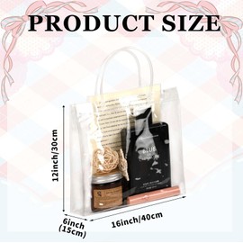 zandfelo 12 Pcs Extra Large Clear Gift Bags with Handle,16''x6''x12'',Large Clear Goodie Bags Plastic Gift Bags，Reusable Transparent PVC Gift Wrap Tote Bag