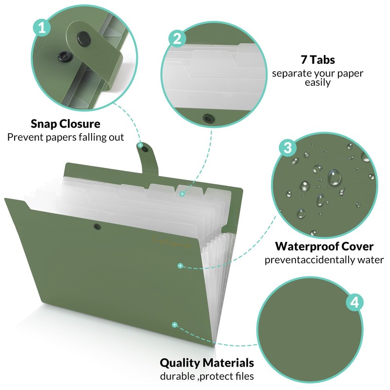 KONVINIT Document Folder A4 Document Bag Coloured Expanding Folder A4