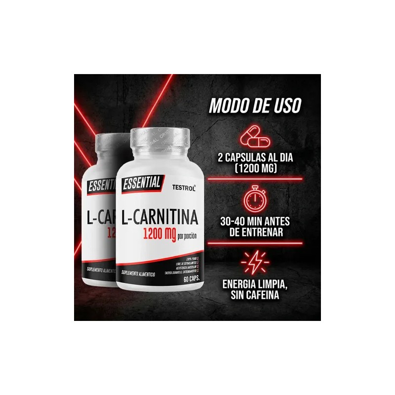 L Carnitina 1200 mg L-Carnitine Tartrate Supplement, 60 Capsules