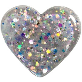 Glitter Heart Folding Smartphone Grip Sockets Korean Smartphone Ring Stand Grip Tok Bunker Ring Smartphone Drop Prevention Mobile Ring Grip Cute (Silver)