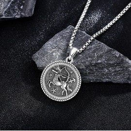 URONE Sagittarius Necklace 925 Sterling Silver Sagittarius Pendant And Chain Constellation Necklace Sagittarius Jewelry Sagittarius Birthday Gifts for Women Men