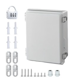 Junction Box Waterproof IP65, ABS Electrical Junction Box, Switch Cabinet Junction Box, DIY Plastic Case Junction Box with Wall Mounting Accessories and Lock (Grey Cover)