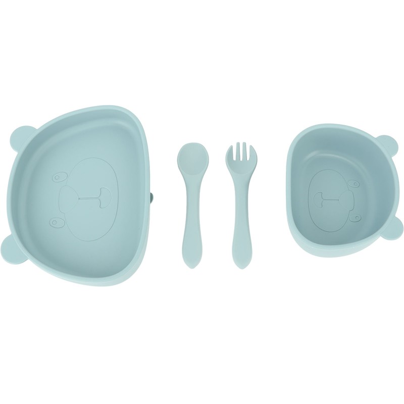 4pcs Children Plate Utensils Set Silicone Suction Bowls Set Toddler