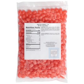 Pink Jelly Beans, 1 Pound Bulk Bag, Pink Candy, Strawberry Flavor, The Hampton Popcorn & Candy Company