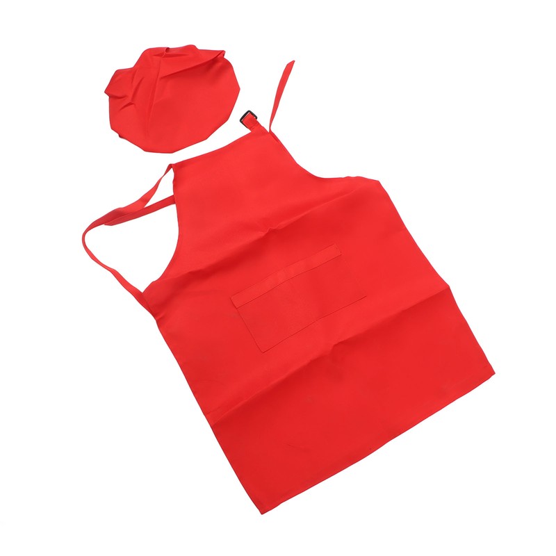 3 Set Kids Apron and Chef Hat Red Black White