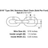 5/16" Type 304, Stainless Steel Chain (Sold Per Foot)