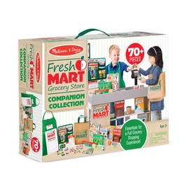 Melissa & Doug Fresh Mart Grocery Store Play Food and Role Play Companion Set