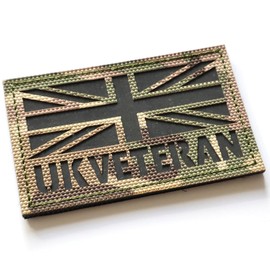 UK Veteran Hook and Loop Patch Multicam Camouflage Union Jack Flag Morale 9cm x 5cm IRR British Forces MTP Fabric Badge