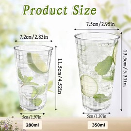 QLFJ-FurDec 8pcs Plastic Tumblers Reusable, 280ML Plastic Clear Glasses Cups for Children, Unbreakable Acrylic Picnic Drinking Glasses for Adults Party, Stackable Acrylic Cups (8pcs, 280ml)