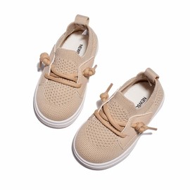 Newsonet Baby Shoes Boys Girls First Walking Non Slip Walker Barefoot Mesh Sneakers Breathable Soft Sole Khaki Size 18-24 Months Toddler