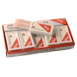 Mens Safety Razor Blades for Shaving - Double Edge Stainless Steel Razor Blades - Platinum Stainless Steel Double Edge Razor Blades - Precise, Smooth, Clean Shave and Barber Shops (50)