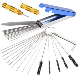 Tkiemoe Carburetor Cleaning Kit, 13 Stainless Steel Wires, 10 Needles, 5 Nylon Brushes, 1 Pick, Torch Tip Cleaner Tool For Motorcycle, Lawnmower, Atv, Chainsaw, Spray Gun, Small Engine
