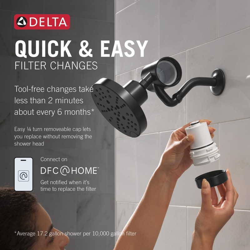 Delta Clarifi Matte Black Premium Shower Filter Attachment Removes Chlorine