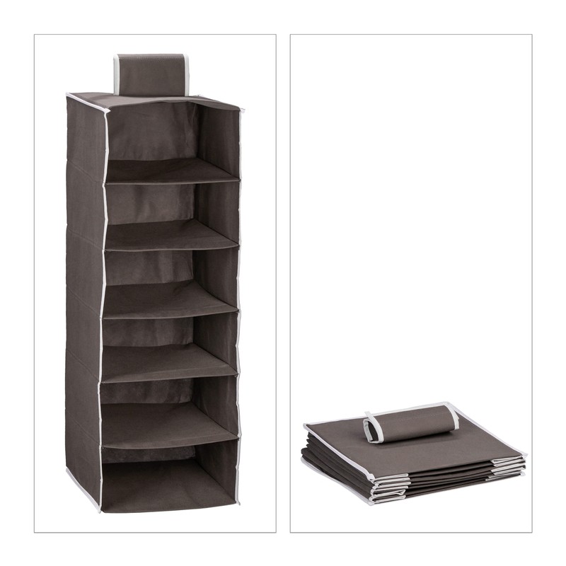 Relaxdays Wardrobe Hanging Shelf, 6 Compartments, Fabric, H x W