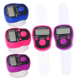 Kisangel 5pcs Finger Counter Electronic Handheld Clicker Mixed Colors for Convenient Counting for Sports Events and Daily Use Night Light Feature Included
