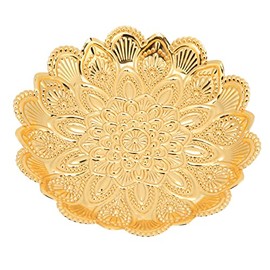 Plato de fruta dorado de metal 14 x 3 cm Pequeño redondo Candy Nut Snack Bowl Bandeja de exhibición de joyería cosmética para decoraciones de mesa de almacenamiento de escritorio de boda