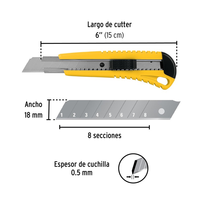 Pretul CUT-6P, Cutter reforzado con alma metálica, 18 mm