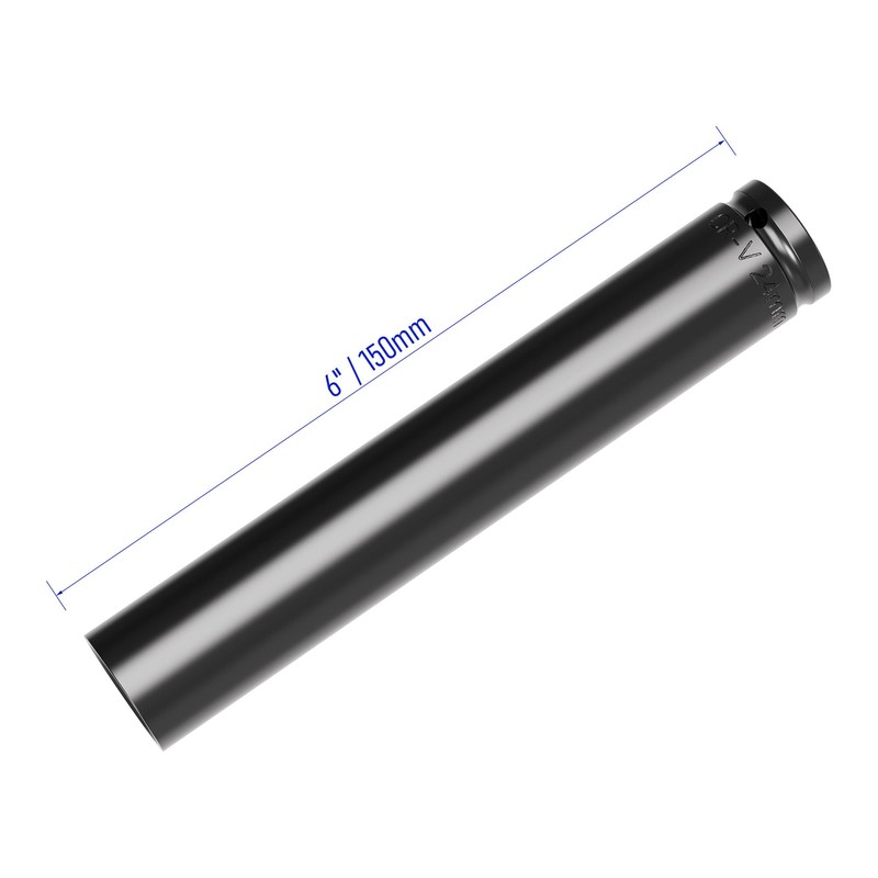 FOCMKEAS 1/2 Inch Drive by 24mm(15/16-Inch) Deep Impact Socket, Heat-Treated