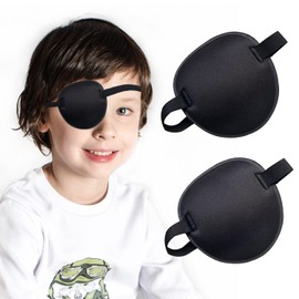 Parche médico para ojos, 2 parches para ojos para adultos, cómodo parche 3D, parches ajustables para ojos perezosos para adultos y niños, para cualquier ojo, negro