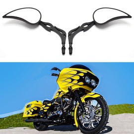 DREAMIZER Matte Black Motorcycle Universal Teardrop Rear View Side Mirrors Compatible for Harley Street Bike Scooter Chopper Cruiser Sportster Dyna Softail Dirt Bike