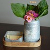 Creamery Vase, Grey Metal, Meadow Flower Details, Handle, Rustic Farmhouse