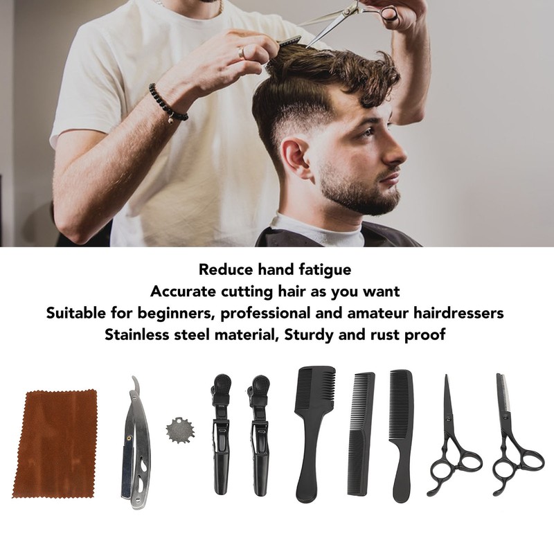 Hair Cutting Scissors Kit Clip Clipper Holder Comb Stainless Steel
