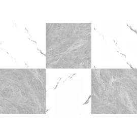 30-Pack Peel and Stick Vinyl Floor Tile Polish 12x12 inch, Strong Adhesive Vinyl Flooring Plank for Bathroom, Renters, Kitchen, Light Grey&White Marble (15 per Color)