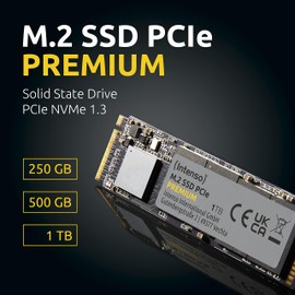Intenso 500GB M.2 SSD PCIe Premium, up to 2100 MB/s, Solid State Drive (PCI Express Gen.3x4 NVMe 1.3, Solid State Drive)