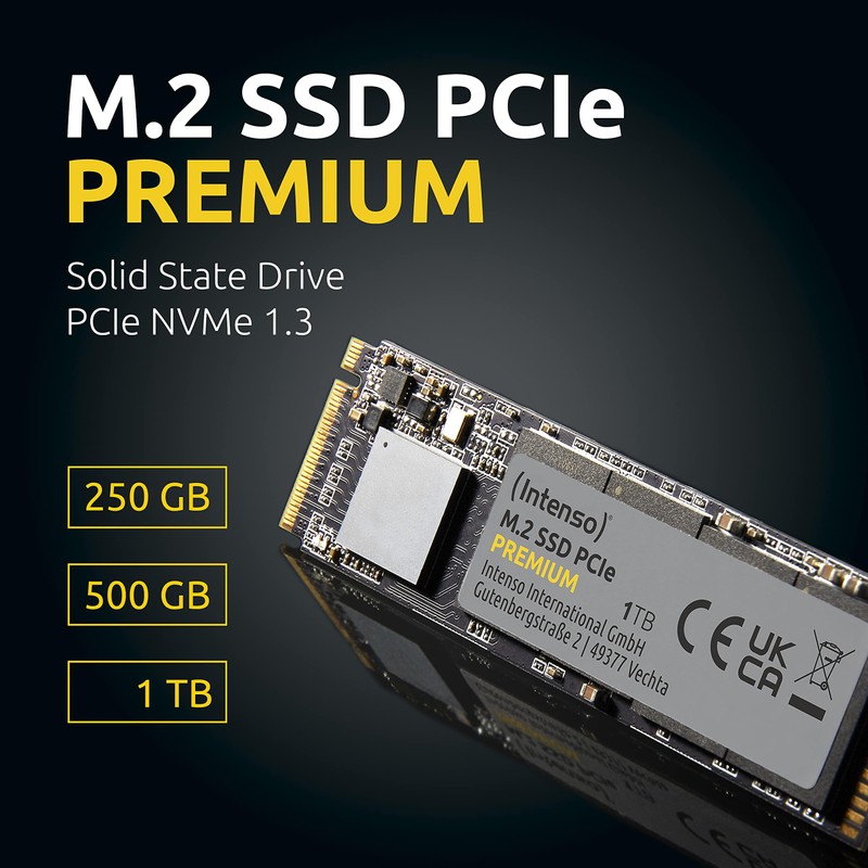 Intenso 500GB M.2 SSD PCIe Premium, up to 2100 MB/s,
