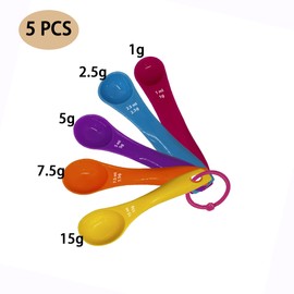 Set of 5 Measuring Spoons, Measuring Spoons, Colored Measuring Spoons Measuring Spoons Set for Liquids and Powders, Plastic, for Cooking, Grilling, Baking and Ingredient Aids Gadgets