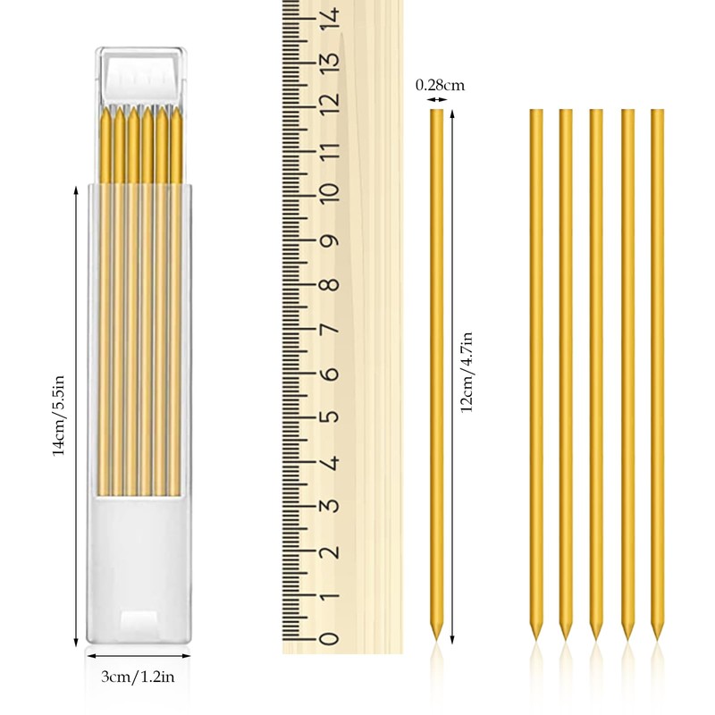 12Pcs 2.8 mm Pencil Replacement Refills, Refills for Carpenters Mark