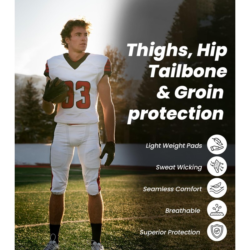 Exxact Sports Gladiator 5-Pad Adult Football Girdle for Men with