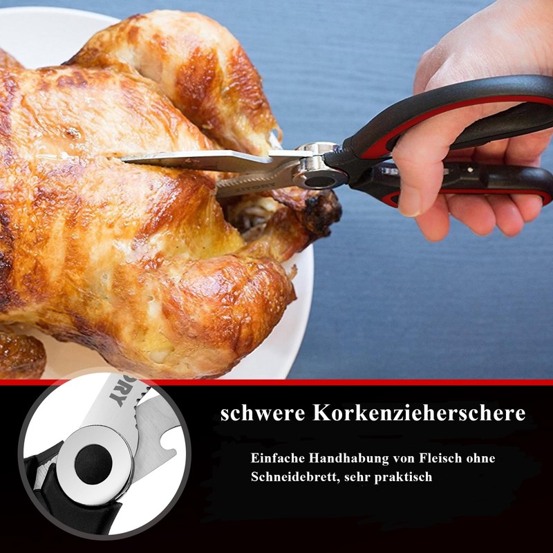Kitchen Scissors, 21 cm, Universal Scissors with Blade Cover, Sharp
