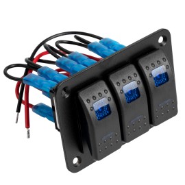 20A 12VDC 3 Gang Marine Rocker Switch Waterproof 3 Gang Auto 5Pin ON-OFF RV Switch Panel With Jump Wire