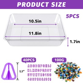 U0U 5Pcs Stepping Stone Kit Includes 12inch Square Cement Molds,Mosaic Tiles and Carving Tools,DIY Garden Stepping Stone Kit for Kids,Outdoor Walkways Pavement Decoration (No Concrete Mix)