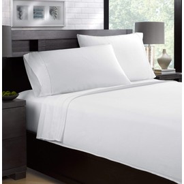 Ella Jayne Home Hotel Collection 500TC 100% Cotton Soft Sateen 4 Piece Sheet Set - California King - White - Satin-Like
