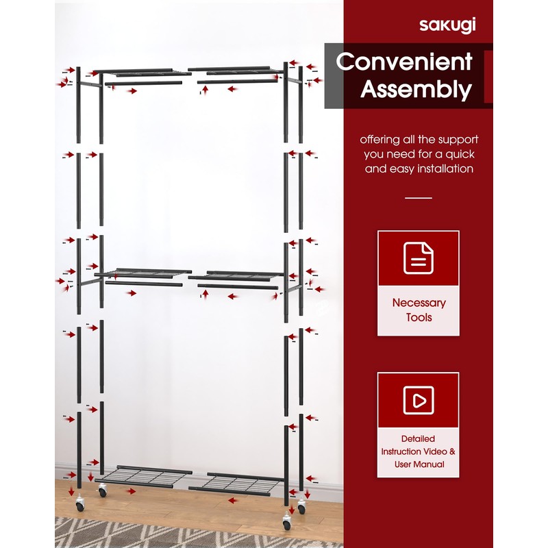 Sakugi Clothes Rack - 33.0" x 12.2" x 79.5" Clothing