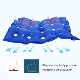 BIGINIWA Waffle Cushion 2 Pack - Inflatable Air Cushion with Pump - Pressure Sore Relief - Grey and Blue 16x16 Inch