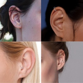 Silber Helix Piercing, Nasenring 10mm – Hypoallergene Huggie-Knorpel-Ohrringe mit Zirkonia-Steinen, Handgefertigter Damenschmuck als Geschenkidee
