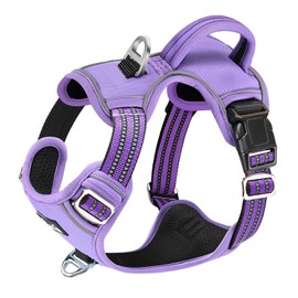 Eyein Dog Harness for Large Dogs, Adjustable, Breathable, Reflective, Padded and Breathable Chest Harness with Handle and Front Bar for Daily Training (Purple, XL)