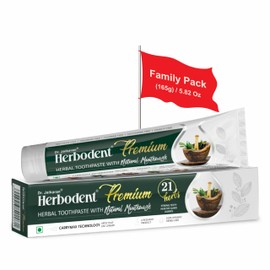 Herbodent® Premium Toothpaste - 5.82 Oz Pack of 1 | 21 Herbs for Strong Teeth & Healthy Gums- Neem, Clove, Cinnamon, Cardamom with Natural Mouthwash-No Paraben, No Fluoride, No Saccharin, No Triclosan